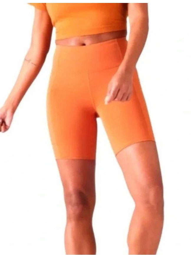 Athleta High-Waist Orange Women’s Active Bike Shorts With Side Pockets